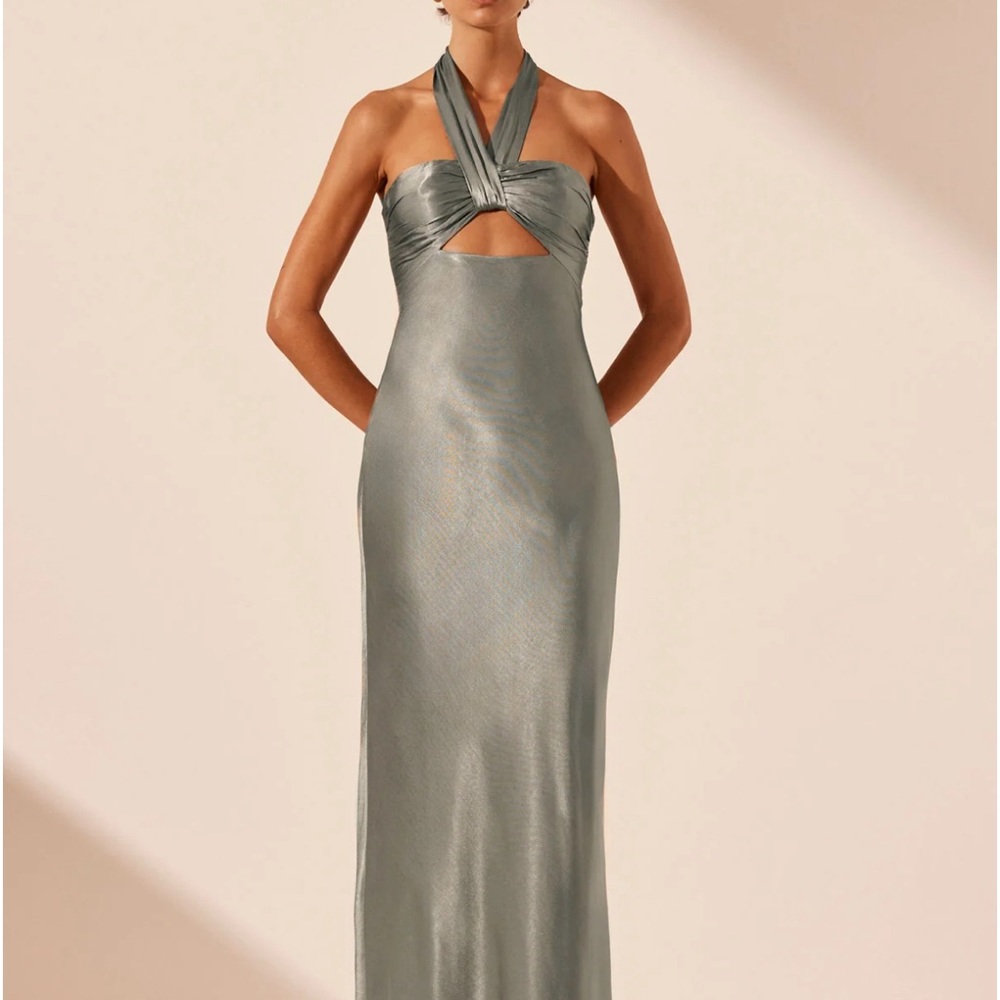 La Lune Ruched Halter Maxi Dress - Sage